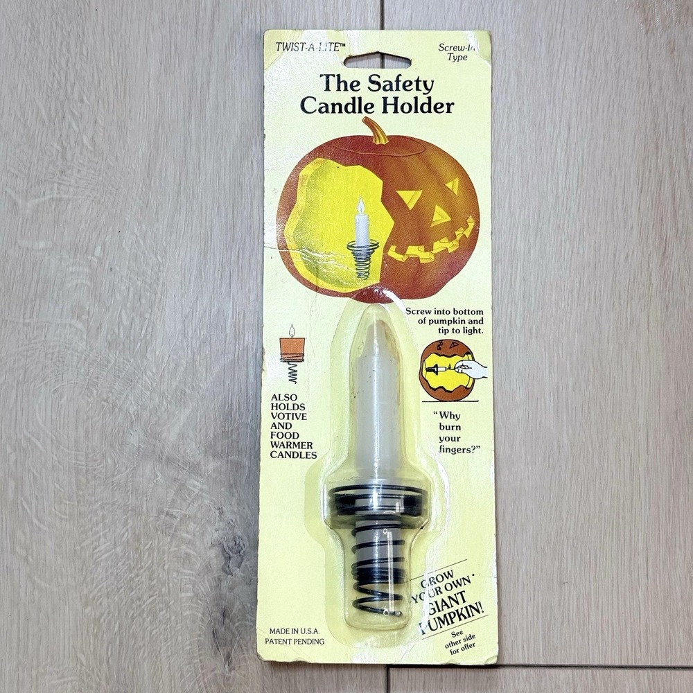 NEW VTG 1989 Pumpkin Jack O Lantern Safety‎ Candle Holder Twist A Lite USA NOS